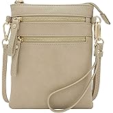 Solene Small Crossbody Bag for Women, Multi Zip Pockets with Detachable Wristlet, Lightweight Travel Purse, Cell Phone Pouch
