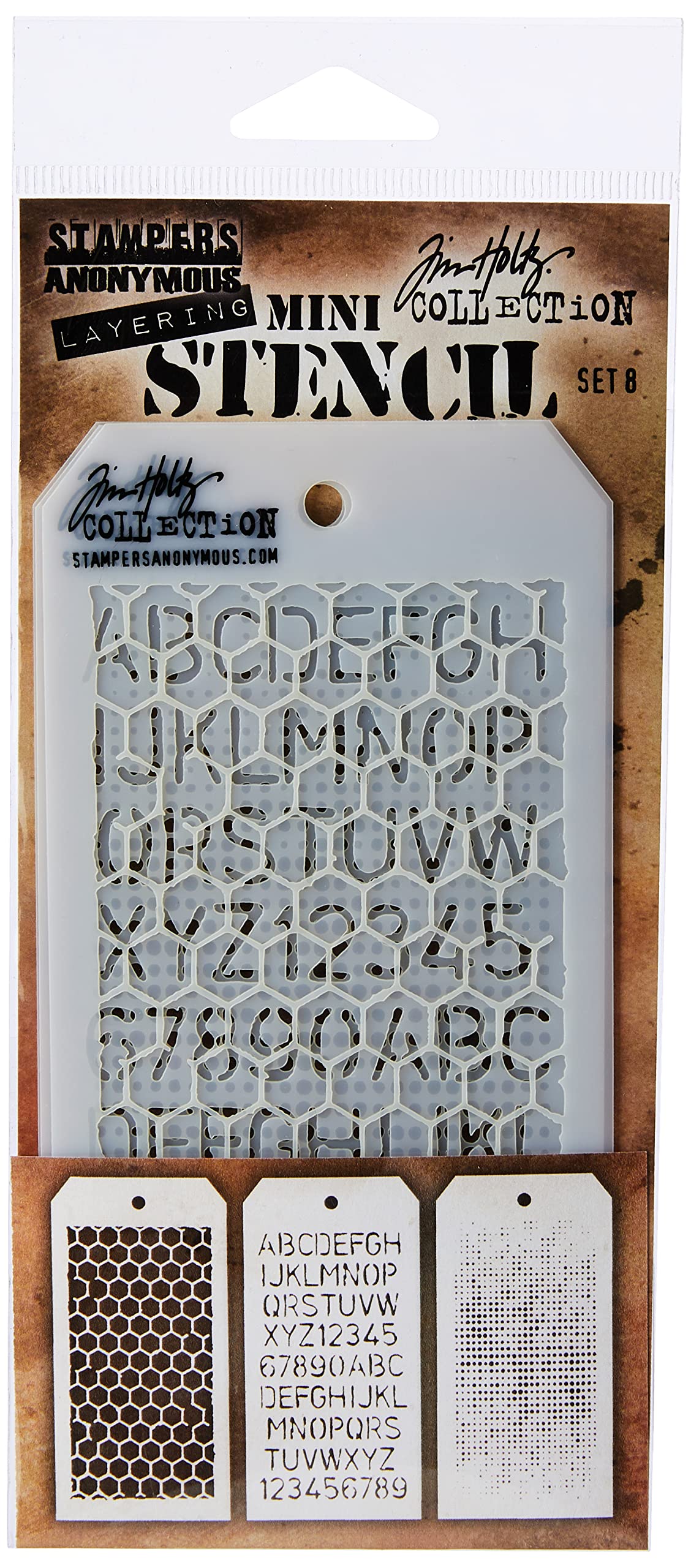 Stampers Anonymous Tim Holtz Mini Layered Stencil Set #8,Multicolor,8.61x21x0.2 cm