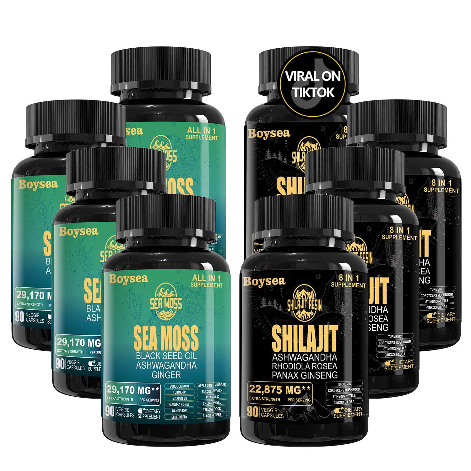 Promotion two-piece set - Sea Moss 7000mg, Black Seed Oil 4000mg, Ashwagandha 2000mg, Ginger