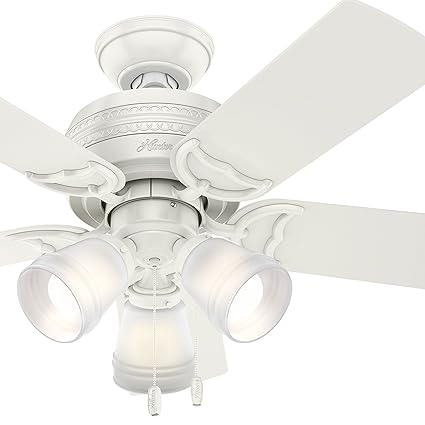 Hunter Fan 42 Inch Traditional Fresh White Ceiling Fan With Light