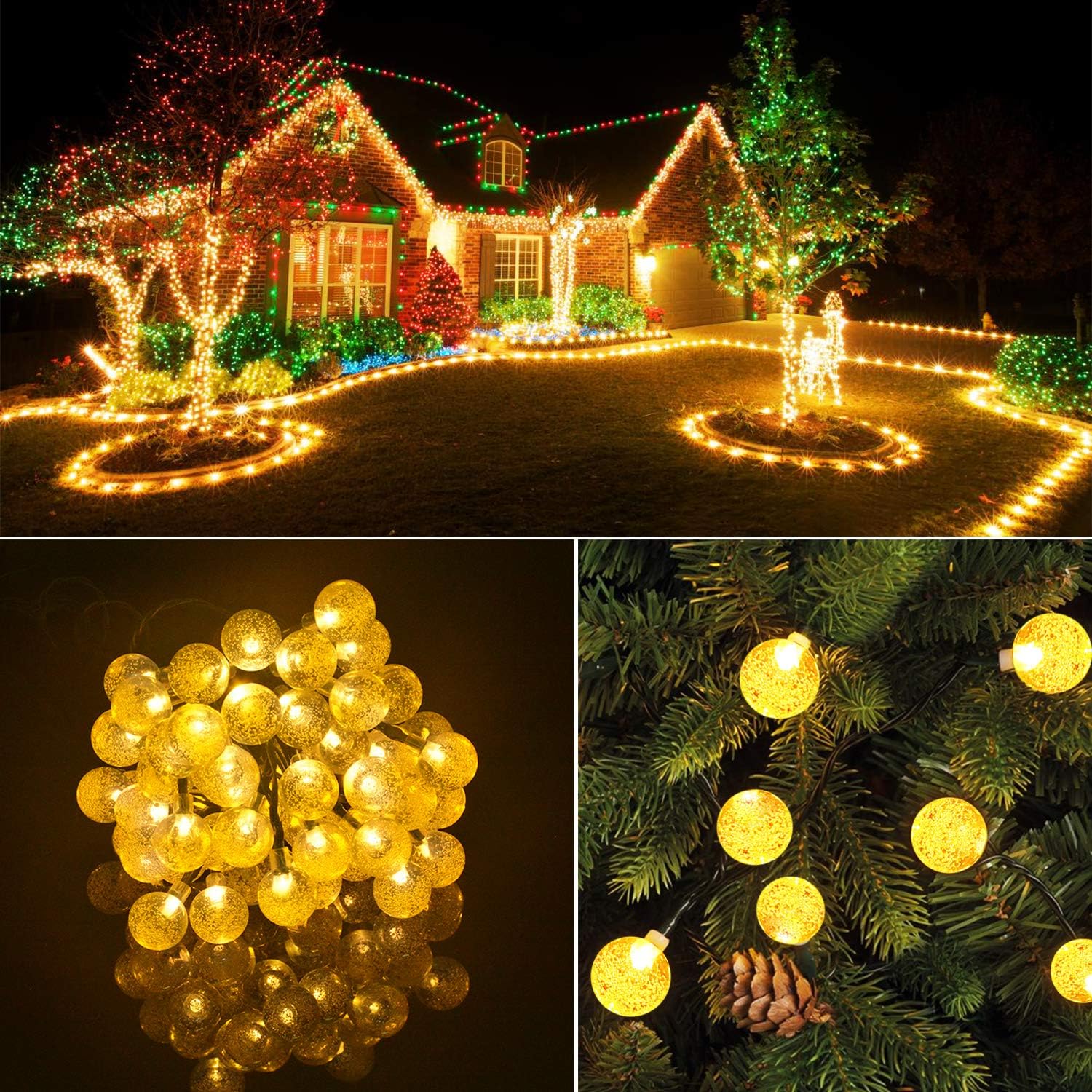 hochzeit weihnachten party solar lichterkette mr twinklelight 2 stuck 4 5m 30 led lichterkette aussen kristall kugeln lichterkette fur garten warmes weiss haus etc lichterketten aussen innen memorial cards ie
