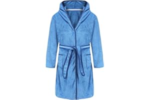 Erdawum Boys Girls Bathrobe Soft Towel Hooded Robe Kids Terry Cloth Cotton Robes