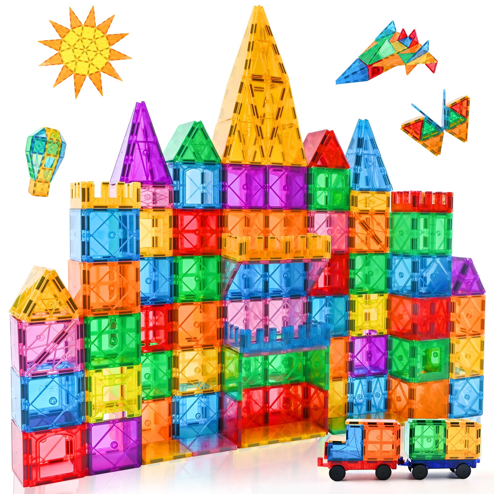 CUIOLTOY Magnetic Building Blocks for Kids 95 Pieces, Construction Magnet Toys 3 4 5 6 7 8 Ages Toddlers Magnetic Tiles Learning, Magnet Blocks Toys Ideal Birthday for Boys and Girls