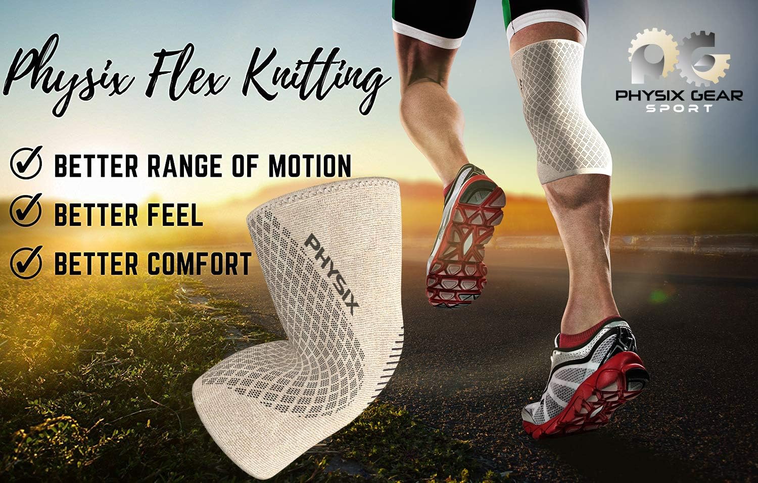 Physix Gear Knee Support Brace - Premium Recovery & Compression Sleeve For Meniscus Tear, ACL, MCL Running & Arthritis - Best Stabilizer Wrap for Crossfit, Squats & Workouts - For Men & Women: Sports & Outdoors