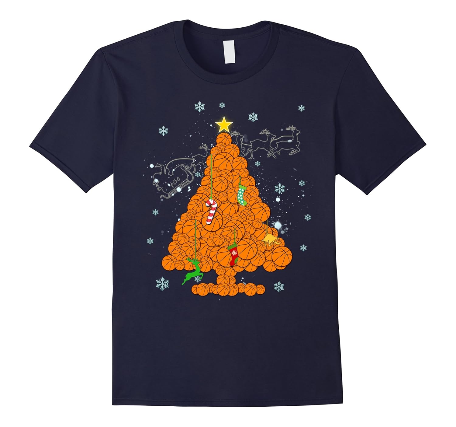 Basketball Christmas Tree Tshirt Funny Christmas Tree Gifts-ANZ