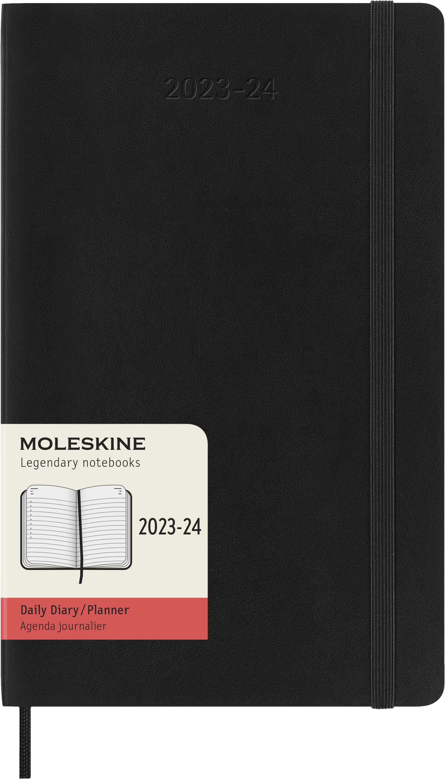Moleskine Daily Planner Diary 2023-2024, 18-Months Agenda, Softcover Diary Daily, Large Size 13 x 21 cm, Colour Black