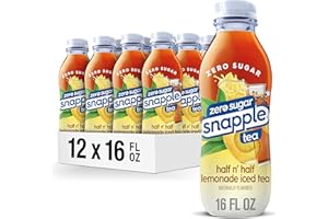 Snapple Zero Sugar Half 'n Half Tea, 16 fl oz recycled plastic bottle, Pack of 12