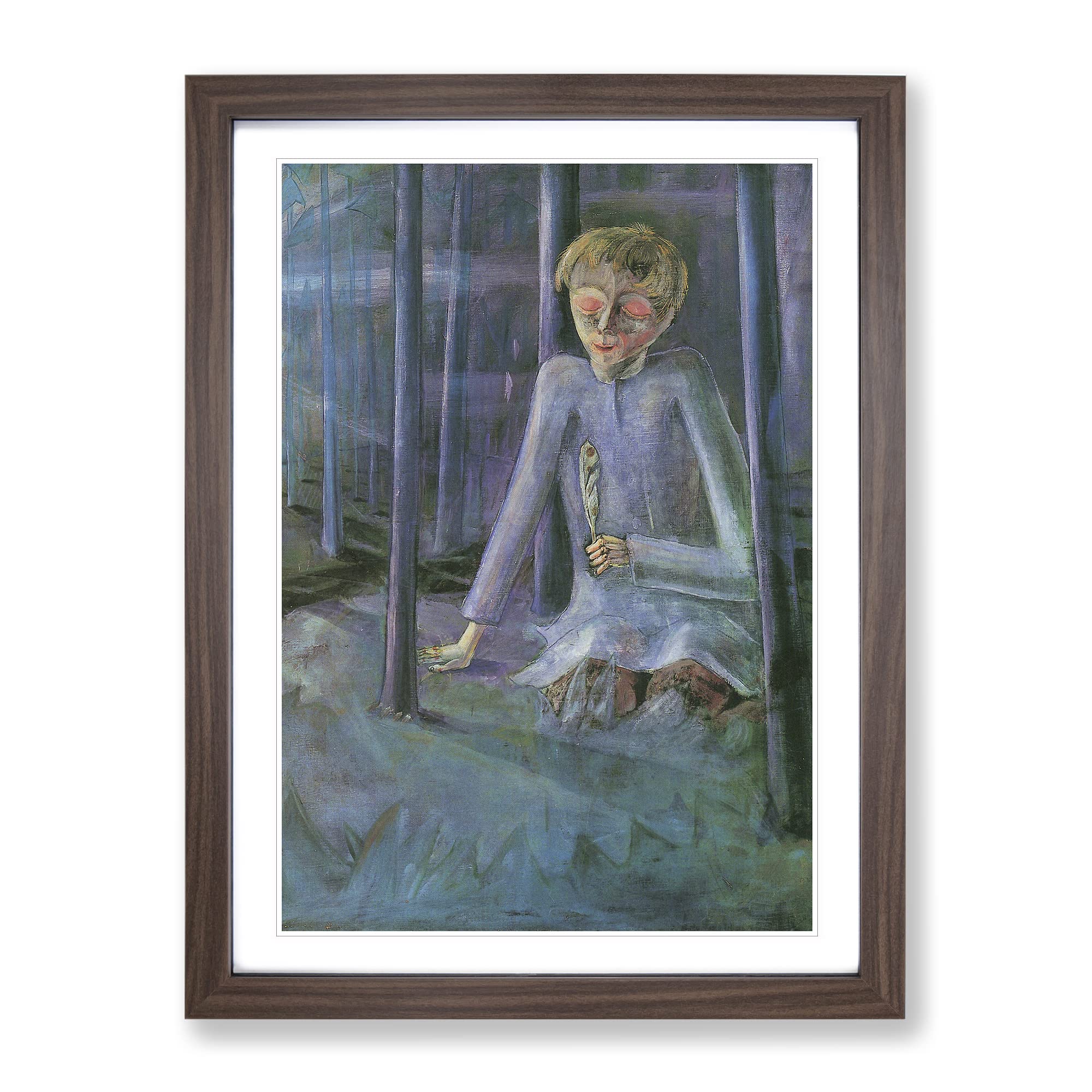 Dreaming Boy By Walter Gramatte Classic Painting Framed Wall Art Print, Ready to Hang Picture for Living Room Bedroom Home Office Décor, Walnut A4 (34 x 25 cm)