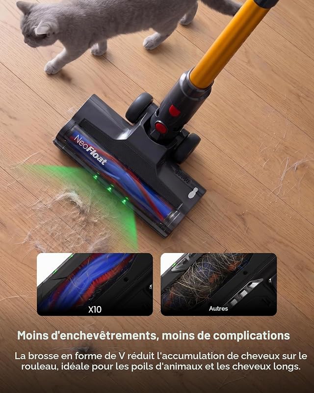 Aspirateur Balai sans Fil 55kPa/550W/60min Tapis Poils Sols Durs — photo 4 sur 8