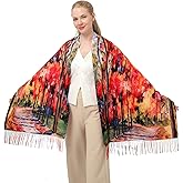 XINYUN Women's Fashion Scarf with Art Printed Tassel Soft Cashmere Warm Large Blanket Wrap Shawl for gift