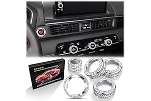 Polodunn for 2023-2025 Honda Pilot Accessories, 5pcs Aluminum Alloy Knob Cover Trim Set (Bling) - Push Start Button, AC & Volume. Tool-Free Install, Interior Upgrade & Knob Protection