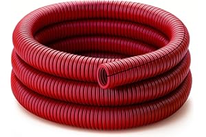 Electriduct Split Wire Loom Tubing Polyethylene Corrugated Flexible Conduit - 1/2" Nominal Size - 20 Feet - Red