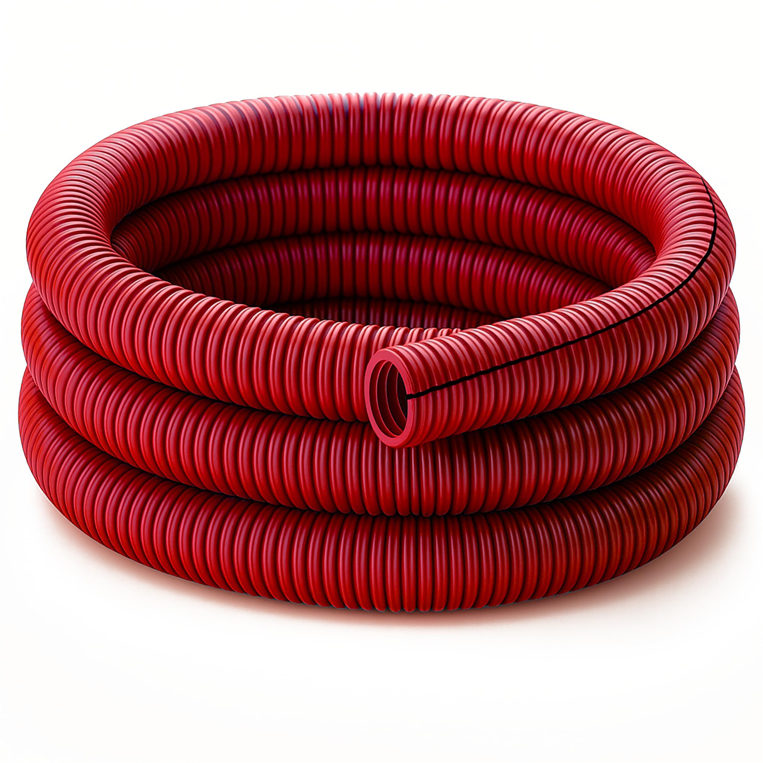Electriduct Split Wire Loom Tubing Polyethylene Corrugated Flexible Conduit - 3/4" Nominal Size - 20 Feet - Red