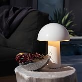 Brightech Celia Table Lamp &ndash; 10" Touch-Controlled Mushroom Small Lamp, Cordless &amp; Dimmable LED, Portable Bedside Night Light, Sustainable Accent Light, Recycled Modern Patio Lamp, Home D&eacute;cor &ndash; Cream