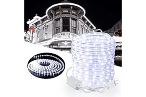 TOODOUR LED Rope Lights, 32.8ft 240 LED Christmas Tube String Lights, Connectable Indoor Outdoor Clear Tube Decorative Lighting for Garden, Patio, Bedroom, Party, Wedding, Christmas Decoration (White)