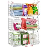 23.62&rdquo; Extra-Long Under-Shelf Hanging Laundry Basket Organizer, 3-Pack Space-Saving Laundry Organizer, Fits Wire Shelving (Rod Diameter < 0.38&rdquo;), Modular with Dividers for Custom Laundry Organization