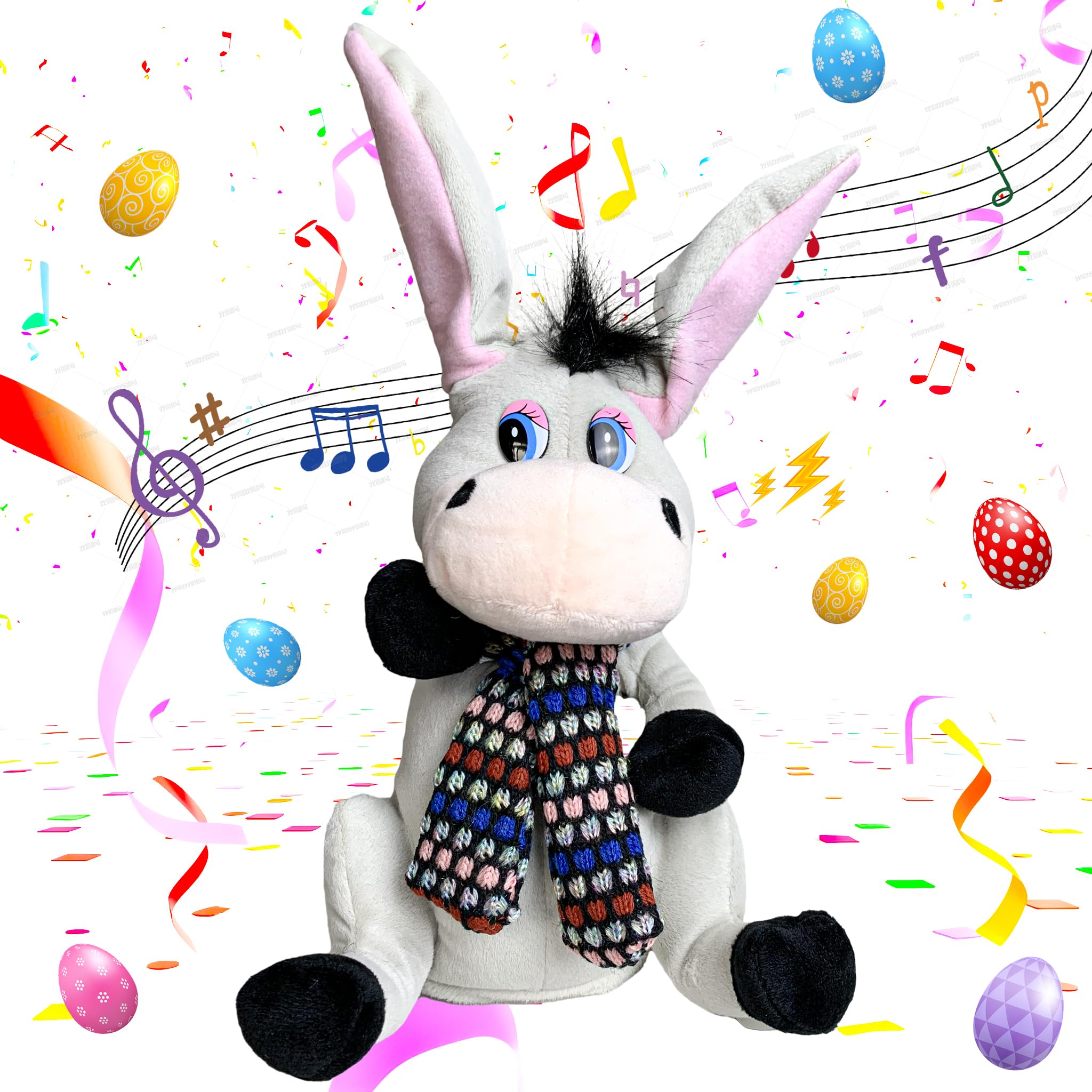 Photo 1 of PowerPals Singing Dancing Musical Ear-Flapping Stuffed Donkey Musical Interactive Stuffed Animal Plush Toy Holiday Decoration for Kids Adults 15.7”