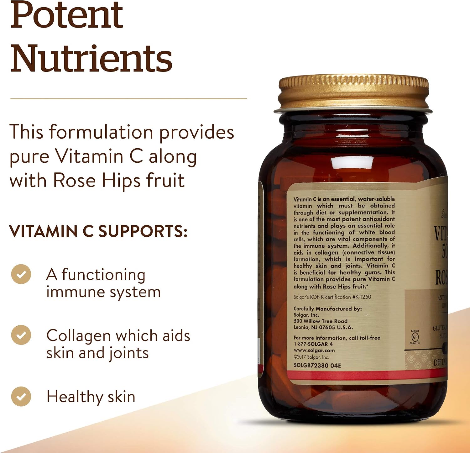 Solgar Vitamin C 500 mg with Rose Hips Tablets, Pack of 100, Healthy Immune System and Energy Levels, Antioxidant - Image 5