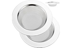 LASSHSWA Kitchen Sink Strainer Stainless Steel, Kitchen Sink Drain Strainer 2PCS, Sink Strainers with Large Wide Rim 4.5" Dia