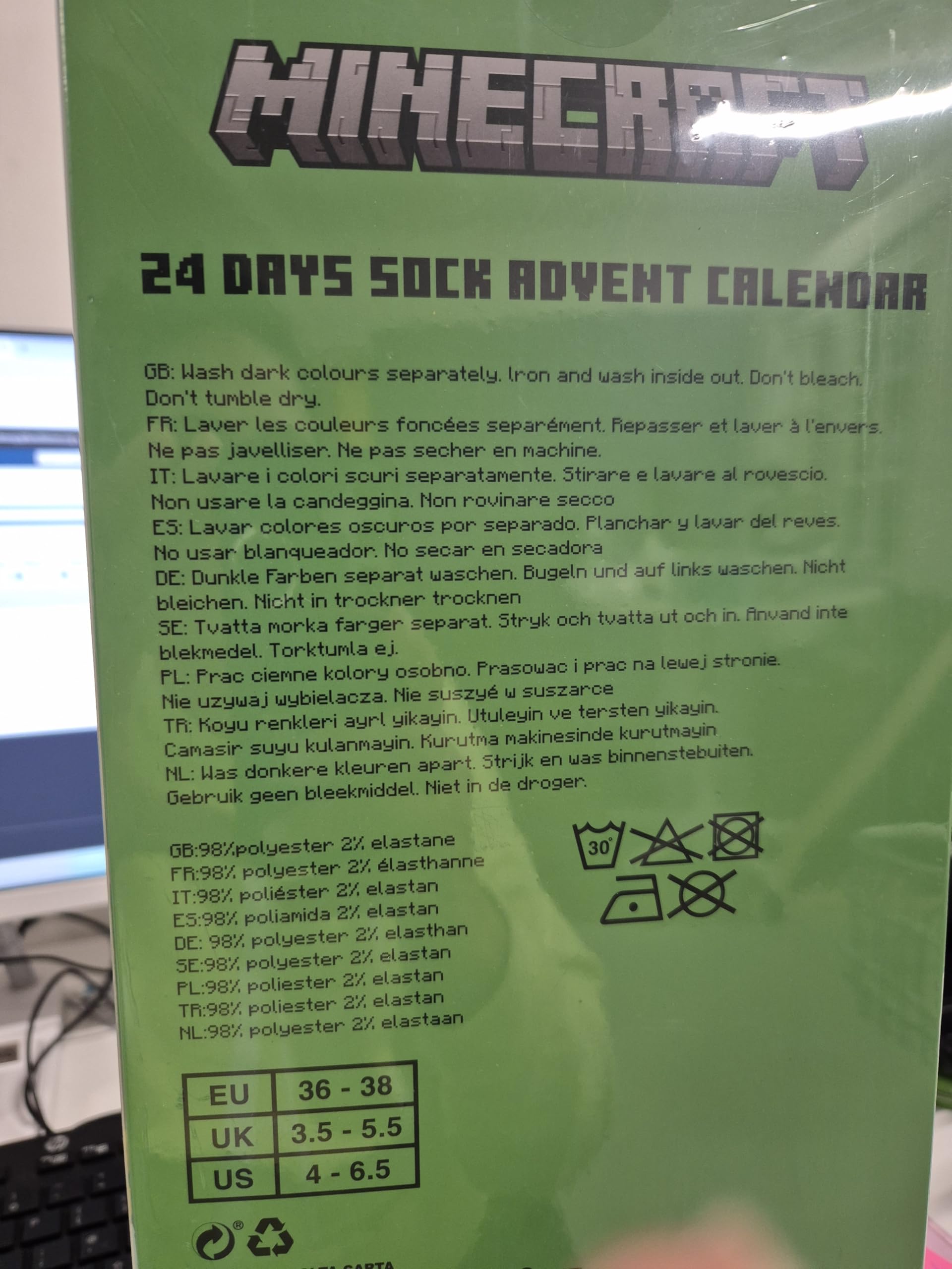 Minecraft 24 Pcs Socks Advent Calendar 2025 for Kids Teens Calf Boys Socks Christmas Countdown Calendar Creeper TNT Xmas Surprise Gifts for Gamers