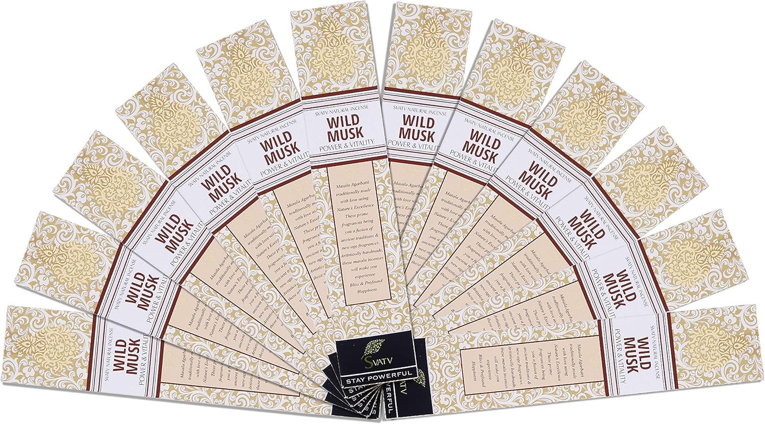 SVATV Hand Dipped Ancient Method Musk Incense Stick with pack of 12 Incense for Meditation, Yoga, Spiritual, Aromatherapy Energy Cleansing & Calm Down The Mind - 15g x 12 incense | 180g | 6.35oz