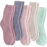 Fuzzy Socks Warm Fluffy Winter Cozy Thick Plush Slipper Sleep Comfy Crew Socks for Women & Men 5 Pairs