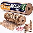 Honeycomb Packing Paper 12" x 150ft with Rope & 20 Fragile Stickers|Shipping & Moving Supplies|Small Business Packaging Supplies|Eco Friendly Bubble Wrap Packing Boxes for Moving