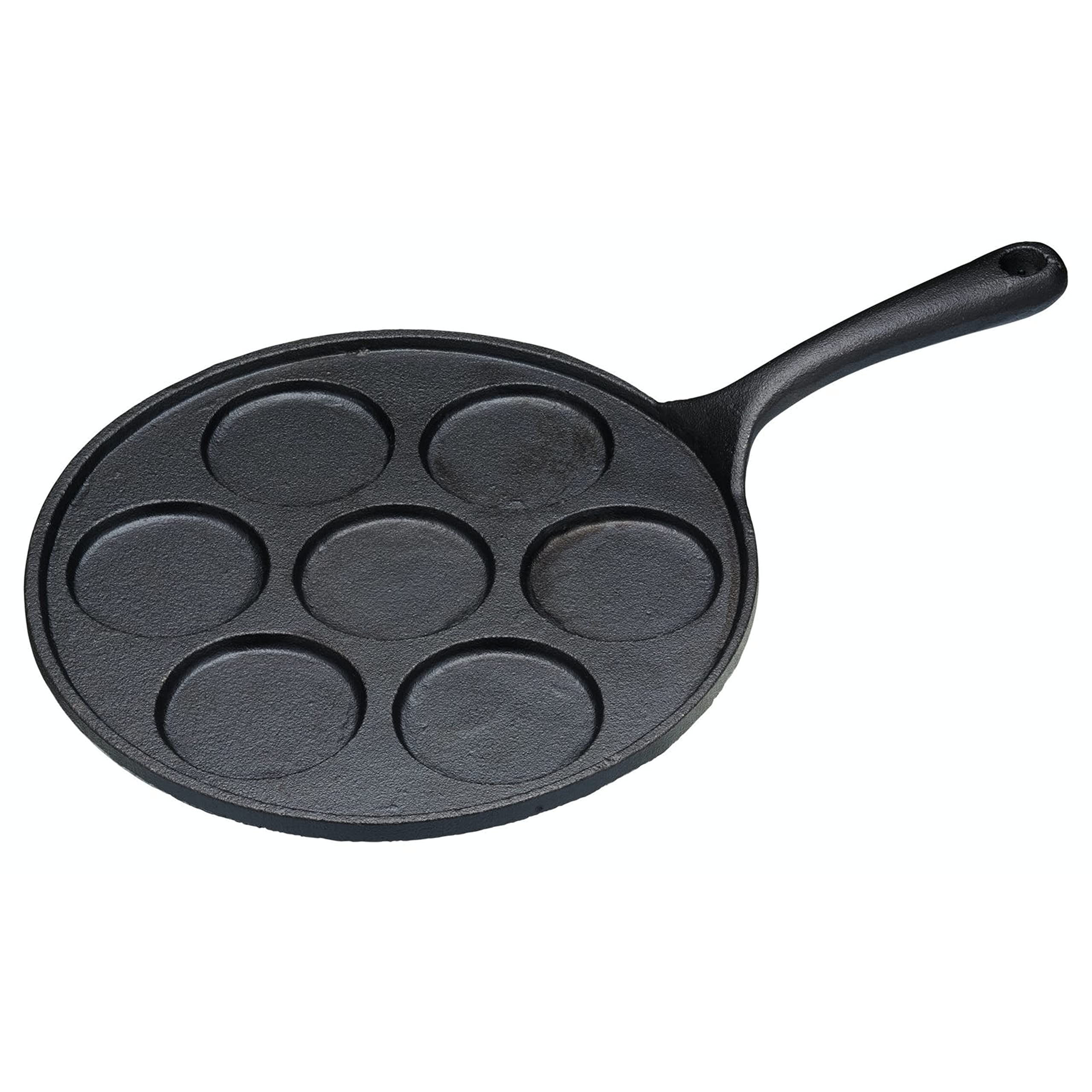 KitchenCraft 7-Hole Cast Iron Induction-Safe Blini Pan, 24 cm (9.5"), Black