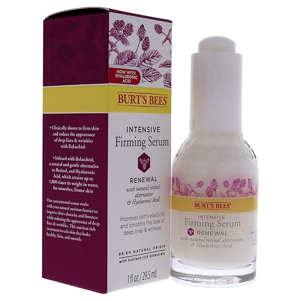 BURT’S BEES RENEWAL INTENSIVE FIRMING SERUM WITH BAKUCHIOL NATURAL RETINOL ALTERNATIVE – 1 OUNCE (PACKAGING MAY VARY)