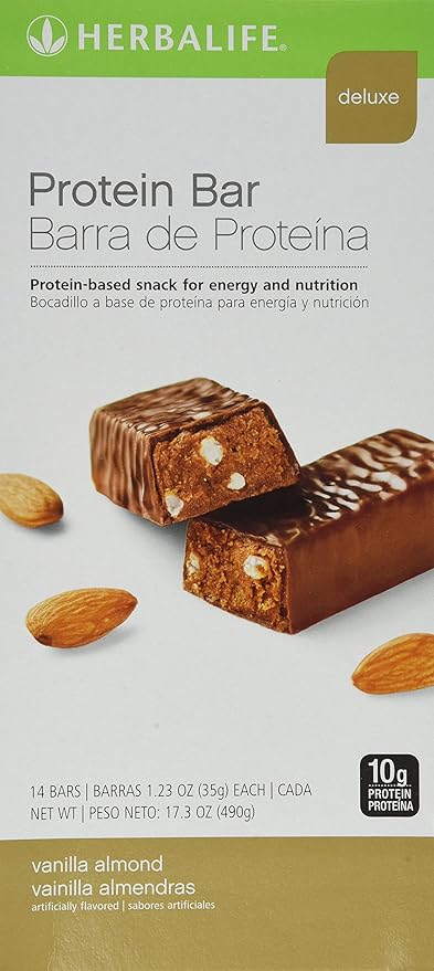 Amazon.com: Barra de proteínas Herbalife Deluxe – Empaquetada con vitaminas esenciales y 0.35 oz de proteína para bocadillos saludables – almendra de vainilla 14 ct.: Health \u0026 Personal Care