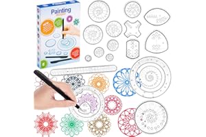 Chivao Spiral Art Gear Geometric Ruler Circle Template for Drawing Plastic Template Ruler Drawing Kit Spiral Curve Stencils with Pens Paper for DIY Art Crafts Sketch(Classic)