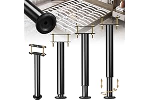 LAOWU Metal Bed Frame Support Legs, 7-12.6 Inch Adjustable Height Bed Support Legs, Bed Legs Replacement Parts for for King Queen, Under Bed Support Slat Reinforcement Kits, Bed Frame Center Support 4 Pack