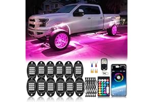 ZONECONA 12Pods Segmented RGB LED Rock Lights Kit with APP/RF Remote Control, Upgraded Multicolor Underglow Neon Music Mode Waterproof 12V Fender Lights for Trucks Pickup Jeep Golf Cart ATV UTV
