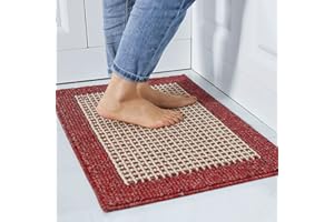 COSY HOMEER 28X18 Inch Washable Kitchen Rug Mats are Made of Polypropylene Square Rug Cushion Which is Anti Slippery and Stain Resistance,Red