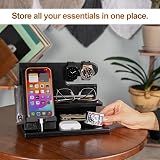 Teslyar Dad Gifts Wood Phone Docking Station Nightstand Organizer Black view 2