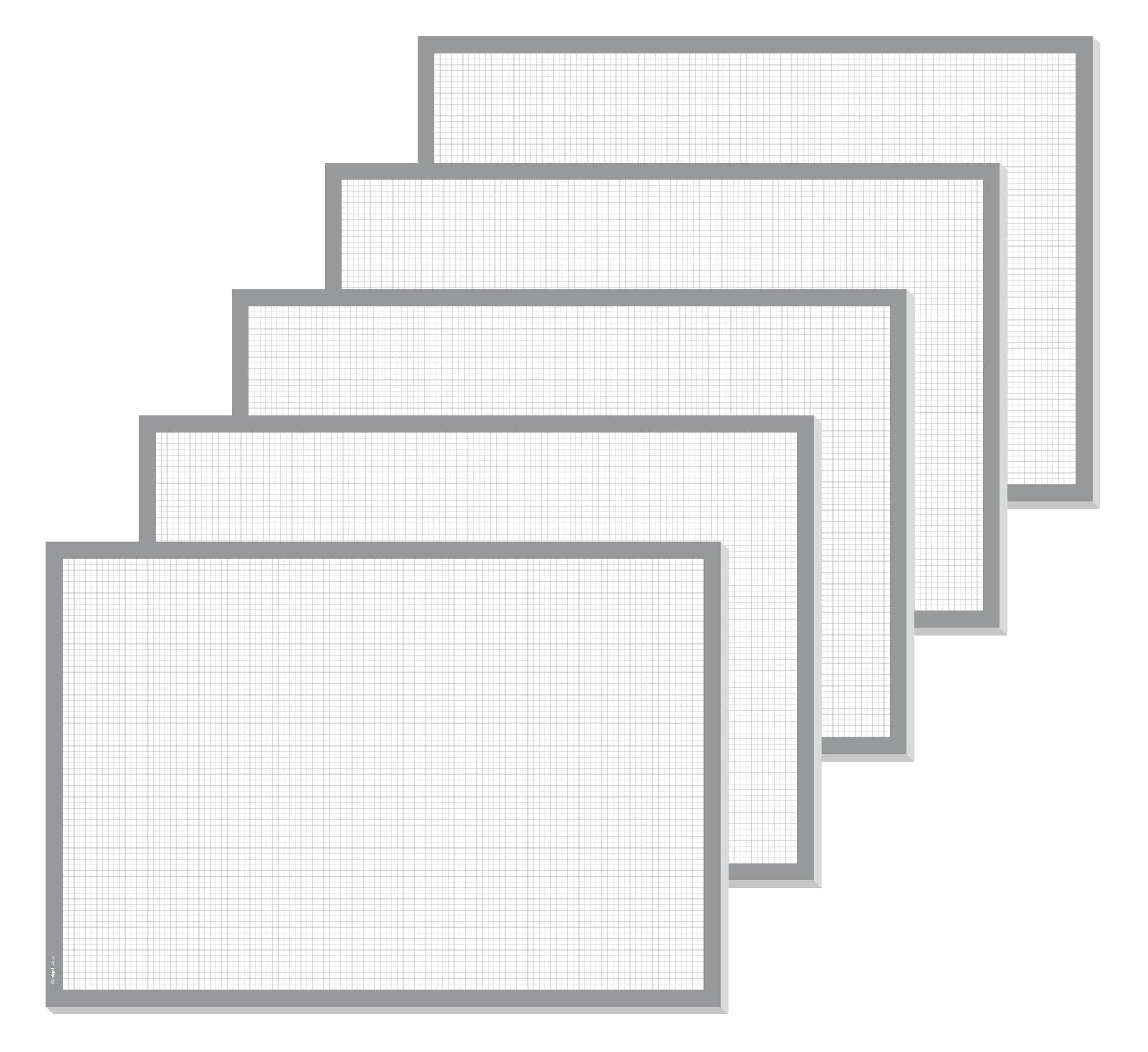 SIGEL HO260 Paper Desk Pad for Tear-Off Squared, Notepad, Grey, Pack of 5, Approx. DIN A2 - Extra Large, 30 Sheets, Desk Pad