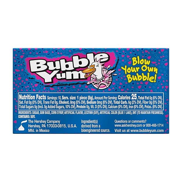 BUBBLE YUM COTTON CANDY FLAVORED CHEWY, BUBBLE GUM PACK, 2.82 OZ