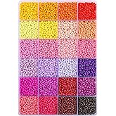 12500pcs John Bead Assorted Glass Seed Beads 8/0, 24 Colors Princess Treasures Round Bead for DIY Crafts Jewelry Making Bead Box