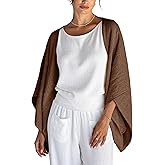 Bankeng Women's Linen Cardigan 3/4 Sleeve Open Front Loose Cover Ups Lightweight Shrug