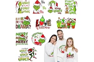SUMELAY 10 Sheets Christmas Iron on Transfers for T-Shirts, Heat Transfers Vinyl, Christmas Iron on Decals for Clothes Bag Pillow Covers DIY Decorations