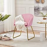 Yaheetech PU Leather Tub Chair Vanity Chair Pink with Golden Metal Legs view 5