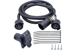 MOCW 7-Foot 7-Pin Vehicle Trailer Wiring Harness Extension Truck Bed Extension for 5th Wheel and Gooseneck Trailers for Chevrolet, Dodge, Ford, GMC,Nissan, Ram Toyota