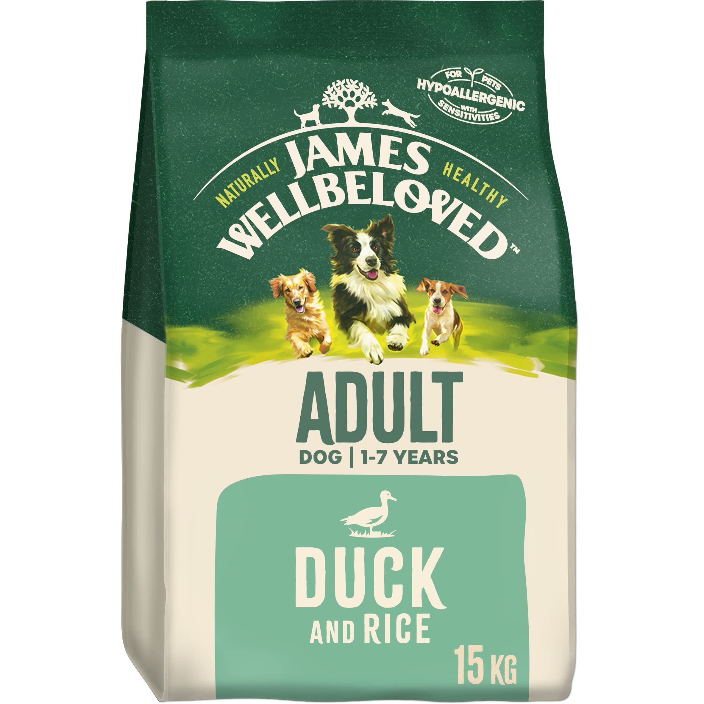 James Wellbeloved Adult Duck and Rice 15 kg Bag, Hypoallergenic Dry Dog Food