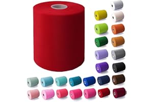 Craft and Party, Tulle Fabric Roll 6" by 200 Yards (600 ft) Red Fabric Tulle Spool Ribbon for DIY Tutu Bow, Wedding and Decoration. Value Pack. (Red)
