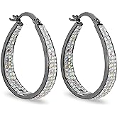 Savlano Inside Out Oval Shape Crystal Hoop Earrings For Women Comes With Savlano Gift Box
