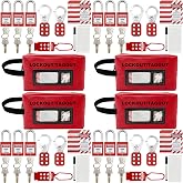 SAFBY 4-in-1 Lockout Tagout (Loto) Kit&ndash;Complete OSHA Safety Group Lock Out Hasps, Tag Out for Kits Station Electrical (4 Kits in 1)