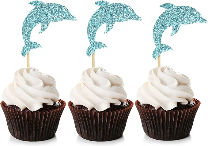 Unimall 24 Pieces Dolphin Cupcake Toppers Blue Glitter Dauphin Gateau Toppers Pour Douche Bebe Decoration Fournitures Gateau Decorations Accessoires De Decoration Cuisine Maison Centroarco Com