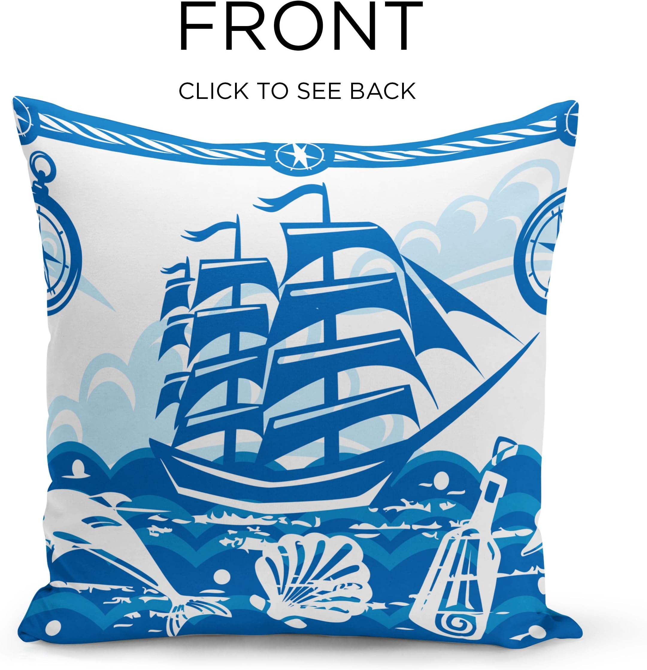 iNuvole Maritime Collection Marine Life Blue 18 x 18 inches Decorative Silky Soft Throw Pillow Covers with a Double-sided Print for Couch
