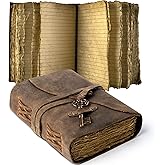 Vintage Leather Journal Lined Pages with Key - Antique Handmade Deckle Edge Vintage Paper Leather Bound Journal - Book of Shadows Journal - Leather Sketchbook - Drawing Journal - Great Gift