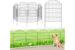 FOREHOGAR Metal Garden Fence 36in (H) x 18.7ft (L), 8 Panels +9 Stakes Dog Fence Border Fence Animal Barrier, No Dig Garden Fencing for Yard Flower Bed Lawn Patio Outdoor,CTW3608 Black